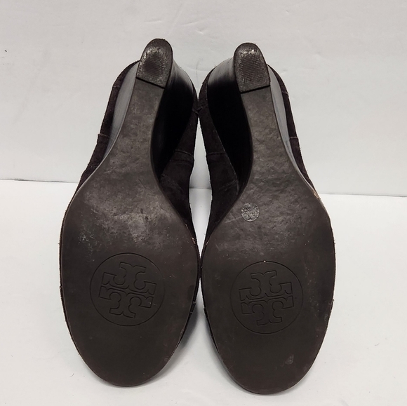Tory Burch Adrienne Suede Wedge Ankle Booties in‎ Brown - Picture 9 of 13